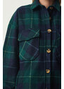 Happiness İstanbul Dámská bunda Emerald Lumberjack Fleece Shirt Jacket