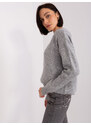 Fashionhunters Šedý oversize svetr s výstřihem do V RUE PARIS
