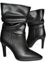 Fox Shoes R404020309 Women's Black Thin Heeled Pleated Boots