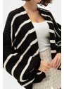 Lafaba Women's Black Oversize Striped Knitwear Cardigan