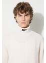 Vlněný svetr Heron Preston Hpny Knit Rollneck pánský, béžová barva, s golfem, HMHA006F23KNI0010410