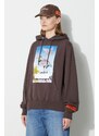 Bavlněná mikina Heron Preston Heron Censored Hoodie dámská, hnědá barva, s kapucí, potiskem, HWBB024F23JER0036037