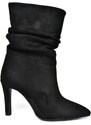 Fox Shoes R404020302 Women's Black Suede Thin Heeled Pleated Boots