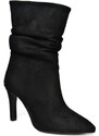 Fox Shoes R404020302 Women's Black Suede Thin Heeled Pleated Boots