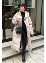 Madmext Mad Girls Beige Long Puffer Coat