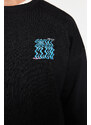 Trendyol Black Oversize/Wide-Fit Text Printed Back Sweatshirt