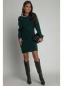 Mood of Paris Tmavě zelený svetrový komplet šaty + pulovr Martha