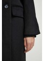 Vlněný kabát Pepe Jeans MADISON černá barva, přechodný