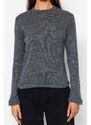 Trendyol antracitový pletený svetr s kulatým výstřihem