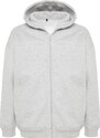 Trendyol Gray Melange Oversize/Wide-Fit Zippered Special Collar Cotton Sweatshirt
