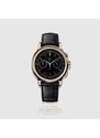 Corniche Watches Zlaté pánské hodinky Corniche s koženým páskem Chronograph Steel with Rose Gold Black dial 39MM