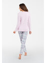Italian Fashion Glamour dámské pyžamo, dlouhý rukáv, dlouhé kalhoty - růžová/potisk