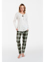Italian Fashion Dámské pyžamo Asama s dlouhým rukávem, dlouhé kalhoty - ecru/potisk