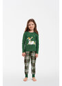 Italian Fashion Dívčí pyžamo Zonda, dlouhý rukáv, dlouhé nohavice - zelená/potisk