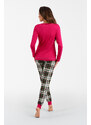 Italian Fashion Dámské pyžamo Zonda, dlouhý rukáv, dlouhé nohavice - amarant/potisk