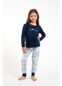 Italian Fashion Dívčí pyžamo Glamour, dlouhý rukáv, dlouhé kalhoty - tmavě modrá/potisk