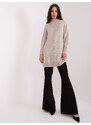 Fashionhunters Světle béžový dlouhý oversize svetr s manžetami