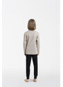 Italian Fashion Dětské pyžamo Zermat dlouhé rukávy, dlouhé nohavice - béžová melanž/černá