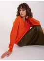 Fashionhunters Oranžový dámský oversize svetr