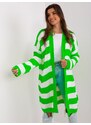 Fashionhunters Fluo zelený a bílý oversize cardigan