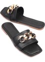 Capone Outfitters Capone Black Women's Slippers with Chain