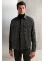 GRIMELANGE Jones Men's Special Pique Look Thick Fabric Closed Pocket Snap Fastener Anthracite Jacket