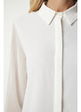 Happiness İstanbul Women's Ecru Chiffon Sleeve Elegant Shirt