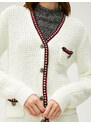 Koton Melis Ağazat X - Pletený svetr s knoflíkovým detailem do V a kapsami.