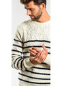 Alain Delon Béžový vlnený pulóver s pásikmi