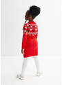 bonprix Dívčí pletené šaty s norským vzorem Červená