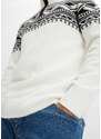 bonprix Norský svetr s límečkem na zip Bílá