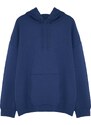 Trendyol Navy Plus Size Oversize/Wide-Fit Hooded Fleece Cotton Sweatshirt