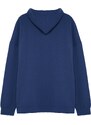 Trendyol Navy Plus Size Oversize/Wide-Fit Hooded Fleece Cotton Sweatshirt
