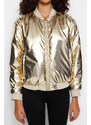 Trendyol Gold Oversize Shiny Bomber vodoodpudivý bundový kabát