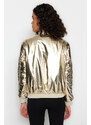 Trendyol Gold Oversize Shiny Bomber vodoodpudivý bundový kabát