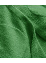 MADE IN ITALY Zelený dlouhý vlněný přehoz přes oblečení typu alpaka s kapucí (908)