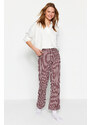 Trendyol Claret Red 100% Cotton Striped Knitted Pajama Bottoms