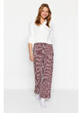 Trendyol Claret Red 100% Cotton Striped Knitted Pajama Bottoms
