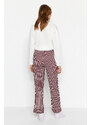 Trendyol Claret Red 100% Cotton Striped Knitted Pajama Bottoms