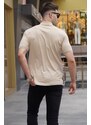 Madmext Beige Patterned Men's Polo Neck T-Shirt 5871