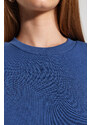 Trendyol Indigo Thick Fleece Regular/Normal Fit Crew Neck Basic Knitted Sweatshirt