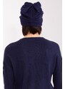 MladaModa Dámská čepice s výšivkou a zirkony model 32976 námořnická modrá