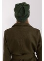 MladaModa Dámská čepice s výšivkou a zirkony model 32976 zelená