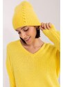MladaModa Dámská čepice se zirkony model 32811 žlutá