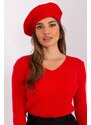 MladaModa Dámská čepice baret s aplikací model 31826 červená