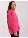 Fashionhunters Tmavě růžový dámský svetr s kabelkami a rolákem