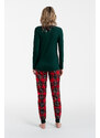 Italian Fashion Dámské pyžamo Tess, dlouhý rukáv, dlouhé nohavice - zelená/potisk
