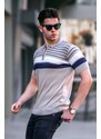 Madmext Men's Mink Polo Neck Zippered T-Shirt 5732