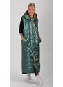 Enjoy Style Zelená metalická dlouhá vesta ES1481