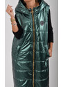 Enjoy Style Zelená metalická dlouhá vesta ES1481